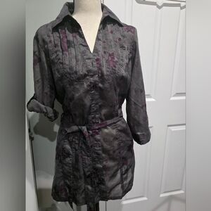 Charlotte Russe Women's Long-Sleeve Belted Blouse.